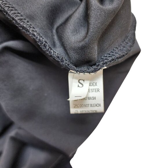 One-Shoulder Black Ruched Evening Gown With Sheer Skirt Size S - Picture 2 of 9